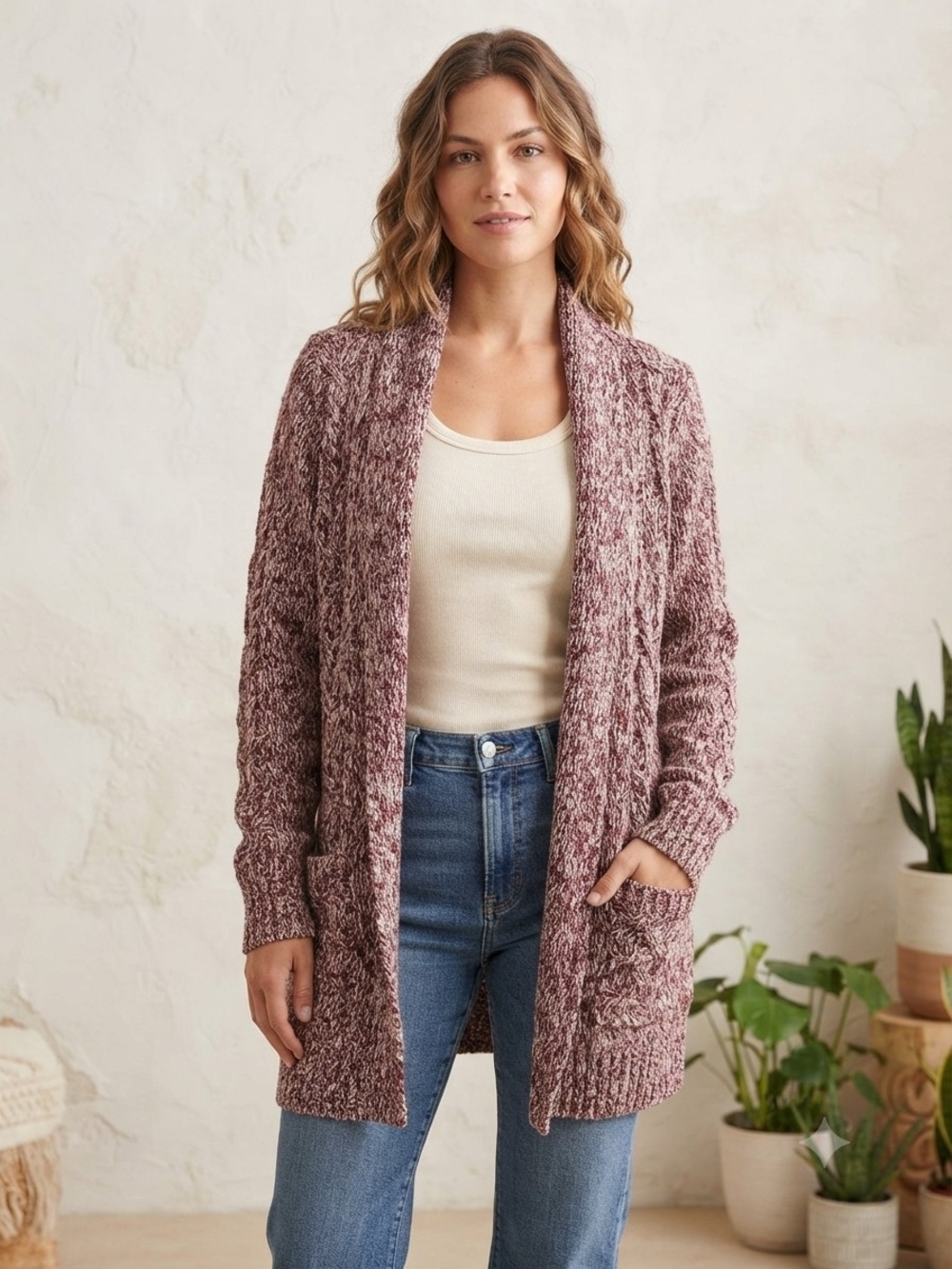 Levi's Rose-Marl Open-Front Oversized Cardigan Size XL